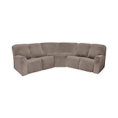 abordables Fauteuils inclinables, à oreilles-Housses de canapé inclinables en forme de L, housses de canapé d&#039;angle bordeaux en velours extensible pour canapé inclinable, lavables et douces (housse de dossier 4 pièces)&amp;amp;housse de siège, 1