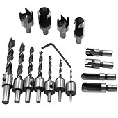 זול סט מקדחים-23 יחידות פתיחת עץ DIY סט chamferer שלוש נקודות שקוע שקוע מקדחה פקק מיקום מרכזי אגרוף