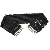 cheap Belt-Women&#039;s Wide Belt Corset Belt Metal Chain Canvas Metal Bucke Geometric Formal Party Daily Black Silver Gold Red