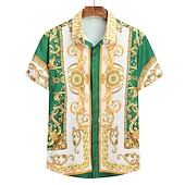 economico camicie da smoking da uomo-Per uomo Camicia Camicie da smoking Nero Bianco Blu Verde Manica corta Pop art Collo ripiegabile Primavera estate Esterno Strada Abbigliamento Bottone giù