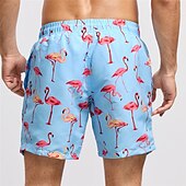 お買い得  動物と鳥-男性用 グラフィック フラミンゴ スイミングトランクス ボードショーツ スイムショーツ ミディアムウエスト ファッション ハワイアン クラシック カジュアル 日常 祝日 メッシュ裏地付き 弾性ウエスト プリント デザイナー 衣類