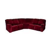 abordables Fauteuils inclinables, à oreilles-Housses de canapé inclinables en forme de L, housses de canapé d&#039;angle bordeaux en velours extensible pour canapé inclinable, lavables et douces (housse de dossier 4 pièces)&amp;amp;housse de siège, 1