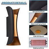 cheap Outdoor Wall Lights-30/40 cm Plus Large Outdoor LED Wall Light 20W / 30W Various Color Temperature Lighting Modern Black Gold Courtyard Wall Lamp Suitable for Terrace Garage Balcony AC85-265V