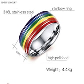 levne rekvizity fotobudky-šestibarevný duhový prsten gay lgbt gay prsten / trendy pánský prsten osobnosti z titanové oceli