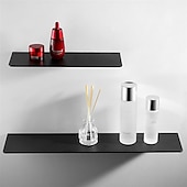 abordables Estantes para baño-estante de baño estante de almacenamiento de baño autoadhesivo 30-50cm espacio moderno organizador de baño de aluminio a prueba de herrumbre estante de pared (negro/blanco)