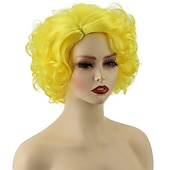 voordelige Feestpruiken-Kort Groen Groot Krullend Golvend Gelaagd Perücken voor Vrouwen Cosplay Feest Synthetisch Vezelhaar Perücken Halloween Perücken St.Patrick&#039;s Day Perücken