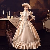 halpa Mekot-Goottityyli Viktoriaaninen Vintage-kokoelma Mekot Coctail-asu Tanssiaispuku Prinsessa Shakespeare Morsius Yhtenäinen väri Tanssiaismekko Stand-kaula-aukko Naamiaispuku Naisten Kuninkaallinen