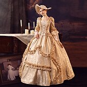 cheap Dresses-Princess Shakespeare Plus Size Gothic Rococo Vintage Inspired Medieval Party Costume Masquerade Women&#039;s Costume Vintage Cosplay Wedding Party 3/4-Length Sleeve Ball Gown Christmas