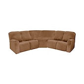 abordables Fauteuils inclinables, à oreilles-Housses de canapé inclinables en forme de L, housses de canapé d&#039;angle bordeaux en velours extensible pour canapé inclinable, lavables et douces (housse de dossier 4 pièces)&amp;amp;housse de siège, 1