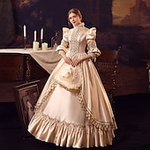 halpa Mekot-Goottityyli Viktoriaaninen Vintage-kokoelma Mekot Coctail-asu Tanssiaispuku Prinsessa Shakespeare Morsius Yhtenäinen väri Tanssiaismekko Stand-kaula-aukko Naamiaispuku Naisten Kuninkaallinen
