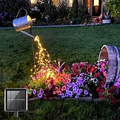 abordables Guirlandes solaires-luciole solaire bouquet lumières de jardin extérieur cascade guirlande lumineuse 2m 180leds avec 8 modes clignotants pour patio décoration de fête de mariage arbre de noël el 5mm blanc chaud blanc