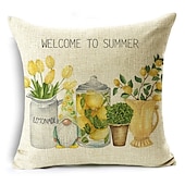 abordables style floral &amp; végétal-été abeille double côté housse de coussin 1 pc doux décoratif carré taie d&#039;oreiller taie d&#039;oreiller pour chambre salon qualité supérieure lavable en machine intérieur coussin pour canapé canapé lit