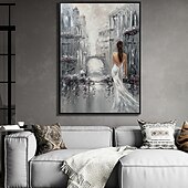 お買い得  人物画-結婚式の油絵抽象モダンライトセクシーな女性のリビングルームの豪華な寝室の街の印象装飾画