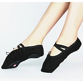 abordables Zapos de ballet-Mujer Zapatillas de Ballet Entrenamiento Plano Zapatilla Entrenamiento Elástico Banda Elástica Sin Cordones Niños Negro Blanco Rojo