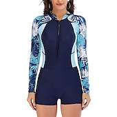 halpa Ihottumavartiot-21Grams Naisten Rashguard-uimapuku UV-aurinkosuojaus UPF50+ Kevyt Pitkähihainen Kokopuku Uimapuku Etuvetoketju Boyleg-alushousut Uinti Lainelautailu Hiekkaranta Vesiurheilu Kesä Kevät Syksy