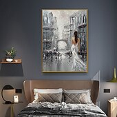 お買い得  人物画-結婚式の油絵抽象モダンライトセクシーな女性のリビングルームの豪華な寝室の街の印象装飾画