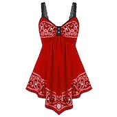 ieftine Bluze &amp; Camisole Damă-Top de damă plus size de vară fără mâneci stil floral de stradă de tip V lung pentru uz zilnic întoarcerea la școală ieșiri cu dantelă strâns fără spate negru alb roșu albastru mov vară primăvară