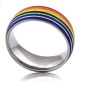 levne rekvizity fotobudky-šestibarevný duhový prsten gay lgbt gay prsten / trendy pánský prsten osobnosti z titanové oceli