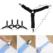 abordables Fournitures pour la maison-Lot de 4 clips de fixation pour draps de lit - sangles élastiques pour supports de draps de lit, pinces pour housses de matelas, organisateurs de couettes et de couvertures