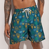 baratos calção de banho boxer masculino-Homens Calção Justo de Natação Shorts de Natação Secagem Rápida Leve Bermuda de Surf Roupa de banho Forro de malha Com bolsos Com Cordão Natação Surfe Praia Esportes Aquáticos Estampado Verão