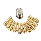 abordables Jeu de forets-11 pièces/ensemble pince en laiton mini mandrins de perceuse 0.5-3.2mm 4.3mm tige vis écrou remplacement pour outil rotatif dremel
