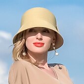 זול כובע מסיבות-כובעי קש אלגנטיים לחוף עם קשת / צבע טהור מסיבה אחת / ערב / כיסוי ראש מזדמן