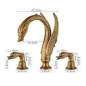 preiswerte Mehrere Löcher-weit verbreitete waschtischmischbatterie, 2 griff 3 löcher waschtischarmaturen schwan edle luxus goldene und ölgeriebene bronze badarmaturen