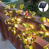 cheap Solar String Lights-Outdoor Solar Roses Leaves Rattan String Lights 2m 20leds Fairy String Lights IP65 Waterproof St. Patrick&#039;s  Valentines Wedding Party Garden Patio Balcony Home Outdoor Decoration