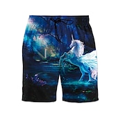 baratos calção de banho boxer masculino-Homens Calção Justo de Natação Shorts de Natação Secagem Rápida Leve Bermuda de Surf Calças Com bolsos Com Cordão Natação Surfe Praia Esportes Aquáticos Animais Verão