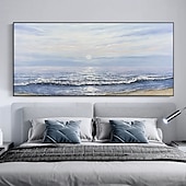 baratos Pinturas de Paisagens-Pintura a óleo pintada à mão à mão arte da parede pôr do sol marinha pintura a óleo moderna textura abstrata decoração para casa decoração lona enrolada sem moldura não esticada