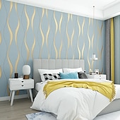 cheap Geometric &amp; Stripes Wallpaper-Solid Color Strip Wallpaper Wall Covering Brick Flocking Non Woven Home Décor for Living Room Bedroom Background 1000x53cm/393.7&#039;&#039;x20.87&#039;&#039;