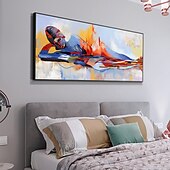 お買い得  人物画-キャンバスの壁の芸術の装飾のミンチュラ手作りの油絵家の装飾のための現代の抽象的な眠っている仏の絵はフレームレスの伸ばされていない絵を巻いた