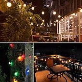 billige Soldrevet-elegant bryllupsmottak fest led solcellelys utendørs 3,5 m g50 retro pære fe hagelys vanntett for terrasse bryllupsfest terrasse kaffehus julepynt lampe