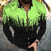 economico Geometrica-Per uomo Geometrica Rendering Camicia Camicia con bottoni Manica corta Di tendenza Originale Informale Informale Giornaliero Spiaggia Primavera estate Collo ripiegabile Bottone giù Nero / Bianco