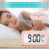 abordables Decoración y lámparas de noche-reloj inteligente led electronic digital alarm clock recarga escritorio reloj temperatura lazy snooze alarm mute retroiluminado reloj electrónico reloj digital