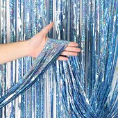 economico Il signor e la signora matrimonio-Tende con frange in lamina di orpello metallizzato oro, 3,28 x 6,5 piedi stelle filanti per cabine fotografiche dorate, oggetti di scena per cabine fotografiche, per tende da parete per porte di