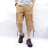 billiga Klassisk-Herr Cargo-shorts Vandringsshorts Militär Sommar Utomhus Ripstop Andningsfunktion Snabb tork Multi Pocket Capribyxor Underdelar Under knäet Amy Green Svart Bomull Klättring Camping / vandring