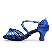 cheap Latin Shoes-Women&#039;s Gold Satin Strappy Dance Shoes, Open-Toe Ballroom Shoes for Latin and Salsa Dance Performances
