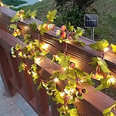 economico Striscie luci ad energia solare-luci solari a forma di foglia di edera, luci a forma di foglia di rosa, luci a sospensione a LED per esterni, artificiali per San Valentino, recinzione da giardino, decorazione da appendere alla parete, illuminazione, luce impermeabile