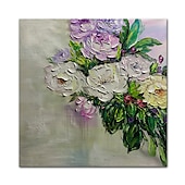 お買い得  花/植物画-ハング塗装油絵 手描きの 方形 静物画 花柄 / 植物の 近代の 内枠を含めます