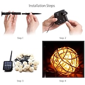 economico Striscie luci ad energia solare-elegante ricevimento di matrimonio festa luci solari esterne stringa sepak takraw led luci fatate 6,5 m-30 led 5 m-20 led impermeabile ip65 luci stringa natale matrimonio festa giardino balcone