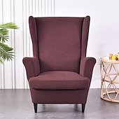 cheap Armchair Cover &amp; Armless Chair Cover-Solid Color Stretch Wingback Chair Cover Burgundy Wing Chair Slipcovers Spandex Fabric Wingback Armchair Cover with Seat Cushion Cover for Living Room BedroomFit
