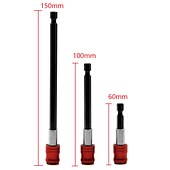 cheap Drill Bit Set-1/4 Inch Red Hexagonal Handle Batch Head Extension Rod Magnetic Screwdriver Quick Release Self-locking Extension Rod 60/100/150mm
