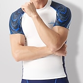 abordables Lycra de surf-Homme Maillot Anti UV Tee-shirt de Baignade Protection solaire UV UPF50+ Séchage rapide Manches Courtes Tee-shirts anti-UV, tops thermiques Top Natation Surf Plage Sports nautiques Imprimé Eté