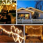 olcso Napelemes-kültéri napfény fény napenergia led tündér húr lámpák 10m 20m ip65 ünnepi fények 100leds 200leds karácsonyi újévi koszorú dekoráció meleg fehér világítás led napkert fény