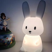 رخيصةأون أضواء الليل الحضانة-led rabbit night light bunny lamp for kids touch sensor animal cartoon cute lamp ملون usb قابلة للشحن السيليكون هدية حضانة فتاة بوي طفل kawaii room decoration bedroom bedside lamp
