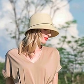 cheap Party Hats-Bohemian Beach Straw Hats with Beading / Color Block 1pc Party / Evening / Casual Headpiece