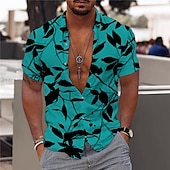 abordables Plantes tropicales-Homme Feuilles Plantes tropicales Chemise Chemise hawaïenne Chemise Aloha Manche Courte Chemise Col rabattu Mode Design Décontractées Extérieur Plein Air Casual Blanche Rouge Bleu Print S M L