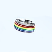 levne rekvizity fotobudky-šestibarevný duhový prsten gay lgbt gay prsten / trendy pánský prsten osobnosti z titanové oceli