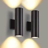 economico applique da esterno-l.t luci 30 cm applique da parete per esterni lampada da parete a led impermeabile nera muta su e giù pannocchia in alluminio luminoso adatta per grondaia del giardino garage ac85-265v